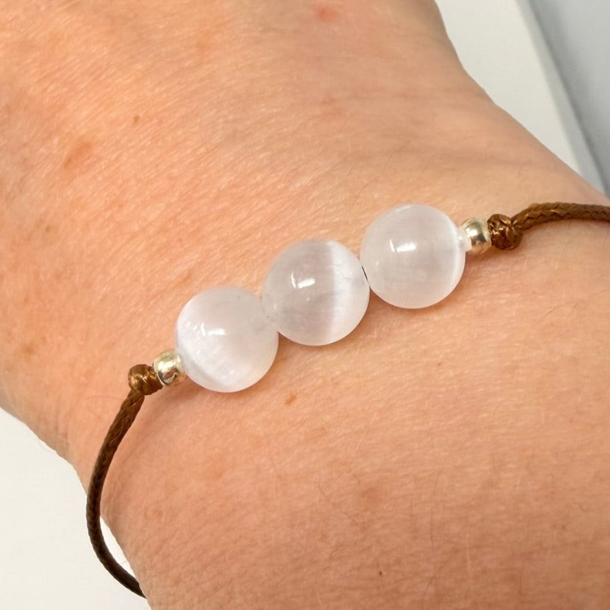 Selenite Slide Knot Bracelet
