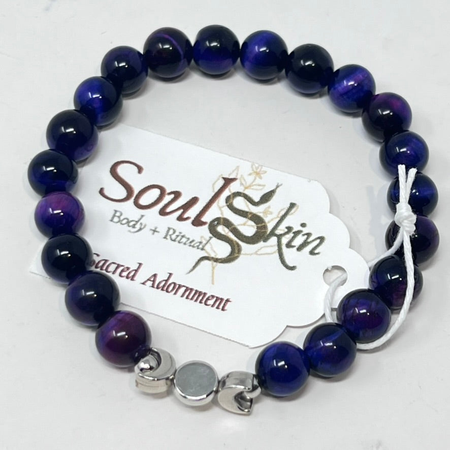 Bracelet by SoulSkin - Galaxy Tigers Eye with Triple Moon