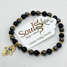 Load image into Gallery viewer, Bracelet by SoulSkin - Pyrite &amp; Black Onyx
