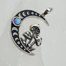 Load image into Gallery viewer, Sterling Silver Pendant - Moonstone Moon &amp; Mushroom
