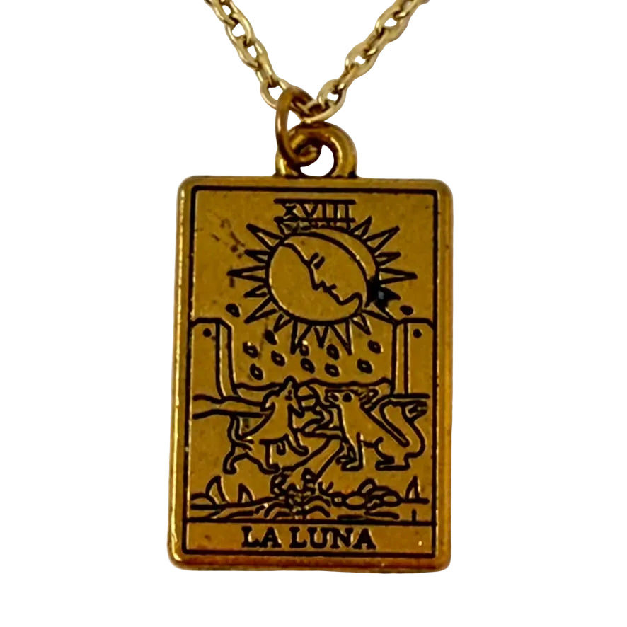 Tarot Pendant - The Moon/La Luna (Gold Plated Stainless Steel)