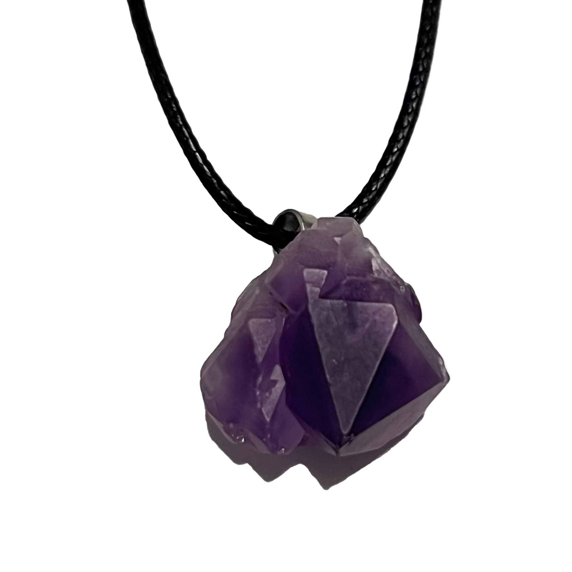 Amethyst (rough) Pendant on Black Cord