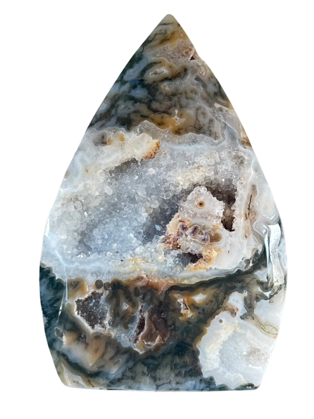 Moss Agate Standing Tear Drop