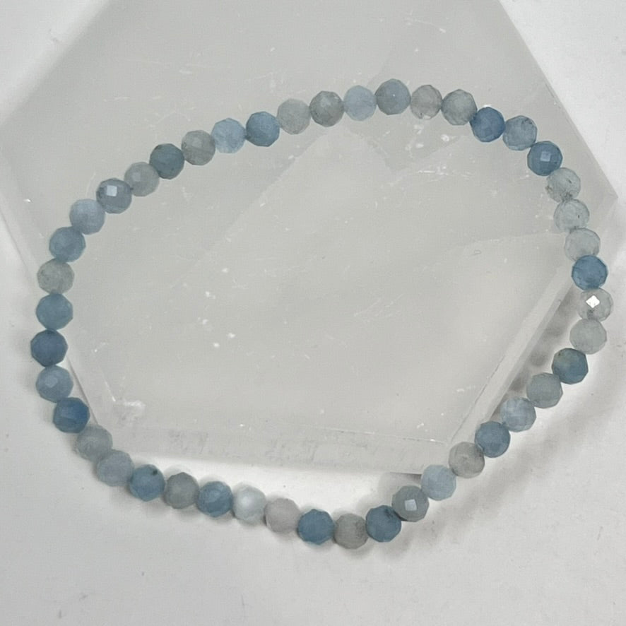 Bracelet - Aquamarine (Faceted) 4mm