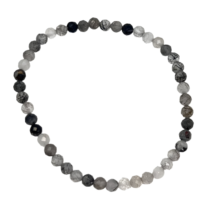 Bracelet - Tourmalinated Quartz (Faceted) 4mm