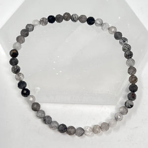 Bracelet - Tourmalinated Quartz (Faceted) 4mm