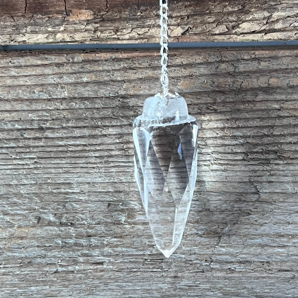 Pendulum - Faceted Clear Quartz with Om