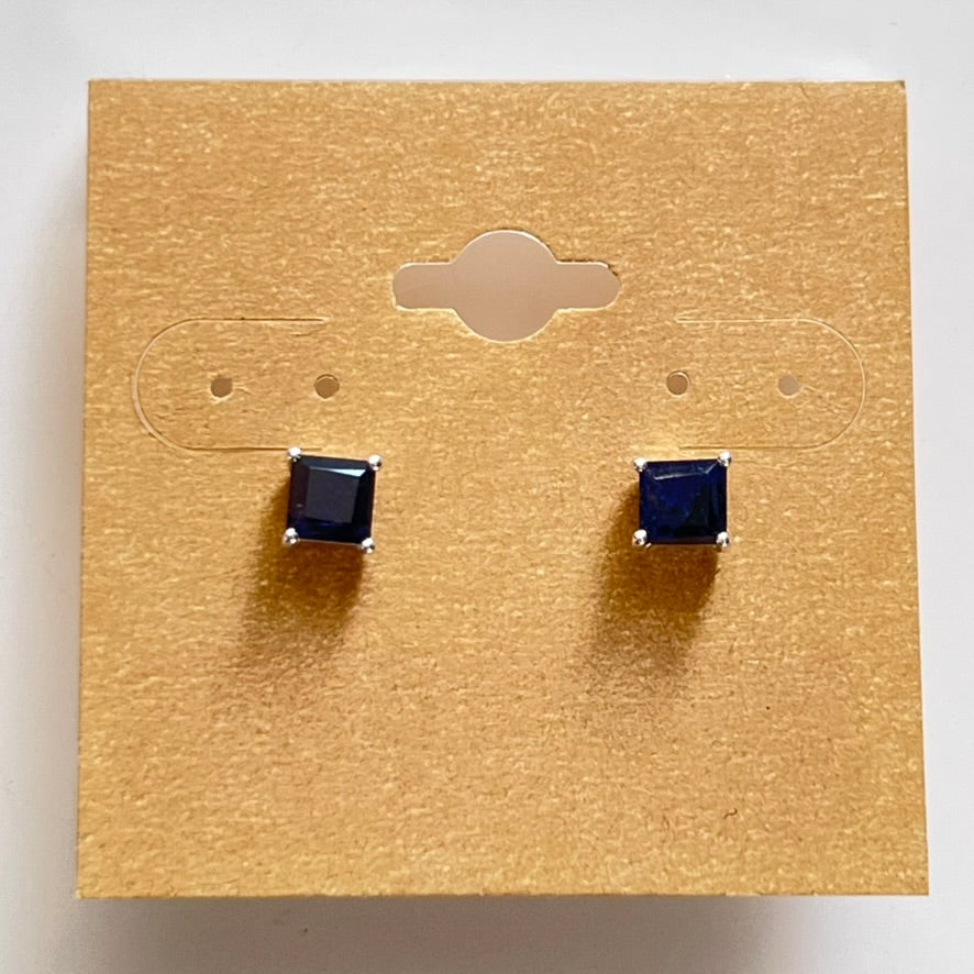 Earrings - Sapphire (square)