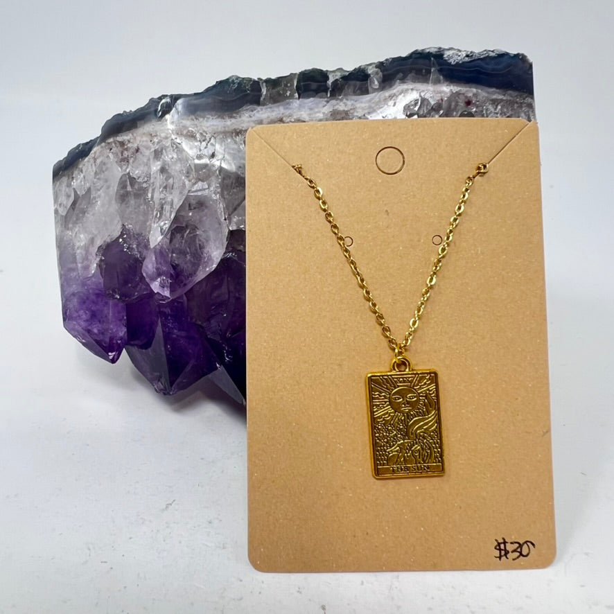 Tarot Pendant - The Sun (Gold Plated Stainless Steel)
