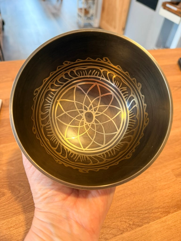 Singing Bowl  - Machine Etched Includes Wood Stick