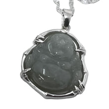Load image into Gallery viewer, Quartz &amp; Canary Bamboo Buddha Necklace in Jade on Sterling Silver Chain
