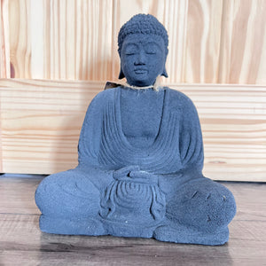 Buddha Statue/Incense Holder - Volcanic Stone 8.5" Tall