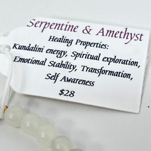 Bracelet by SoulSkin - Serpentine & Amethyst