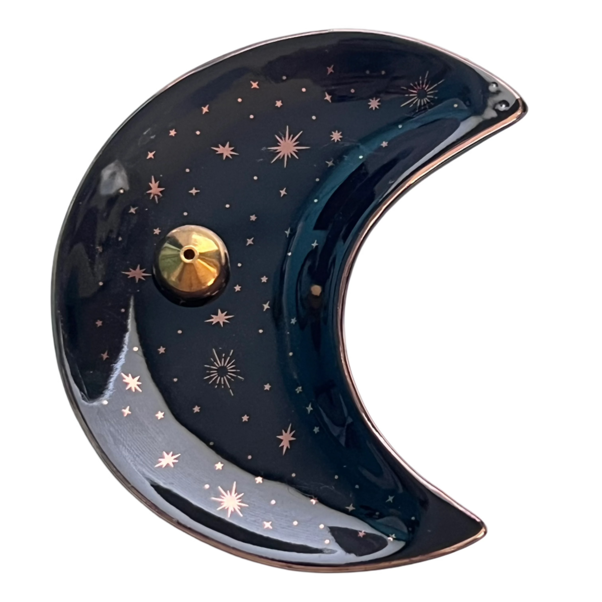 Crescent Moon Incense Holder & Plate (Ceramic)
