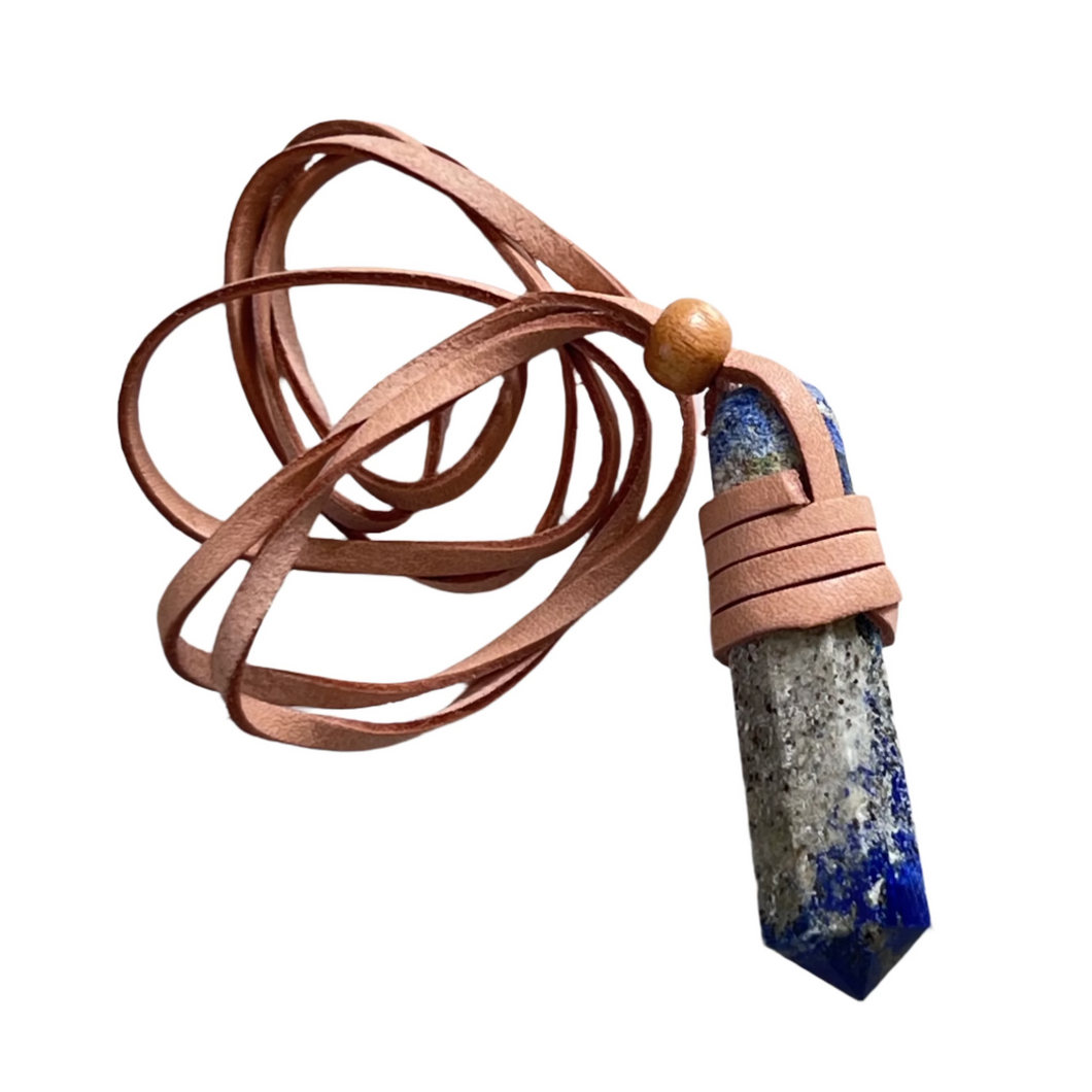 Leather Wrapped Lapis Lazuli Pendant