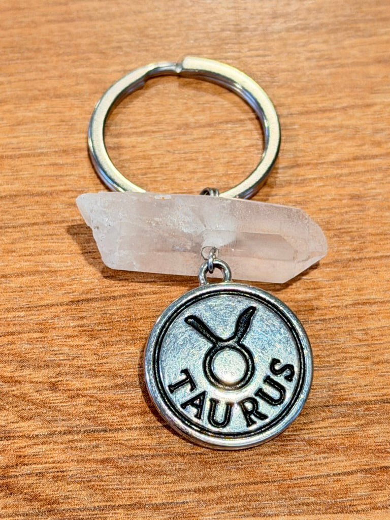 Zodiac Keychain with Quartz Point
