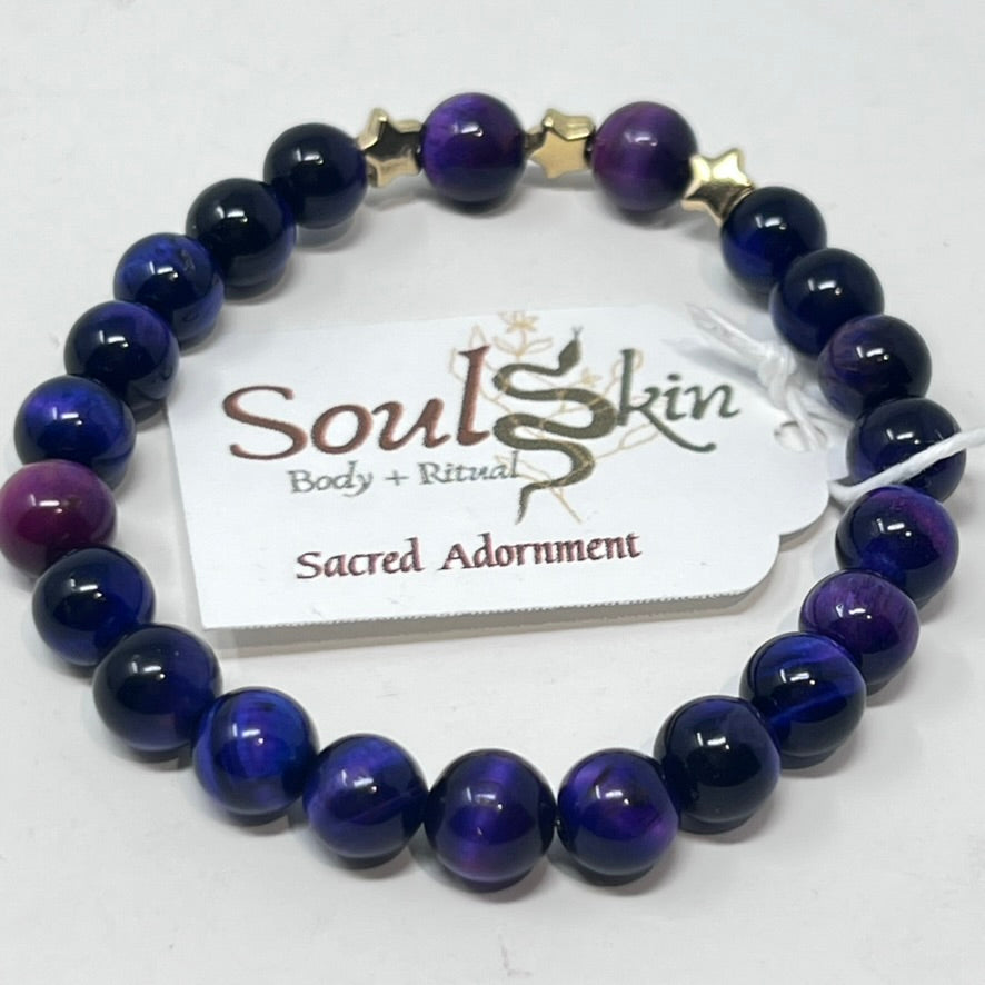 Bracelet by SoulSkin - Galaxy Tigers Eye with Stars
