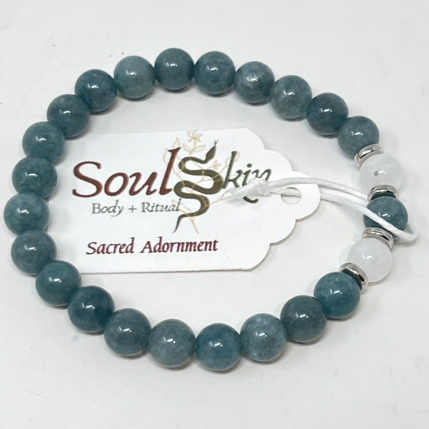 Bracelet by SoulSkin - Burmese Jade & Moonstone