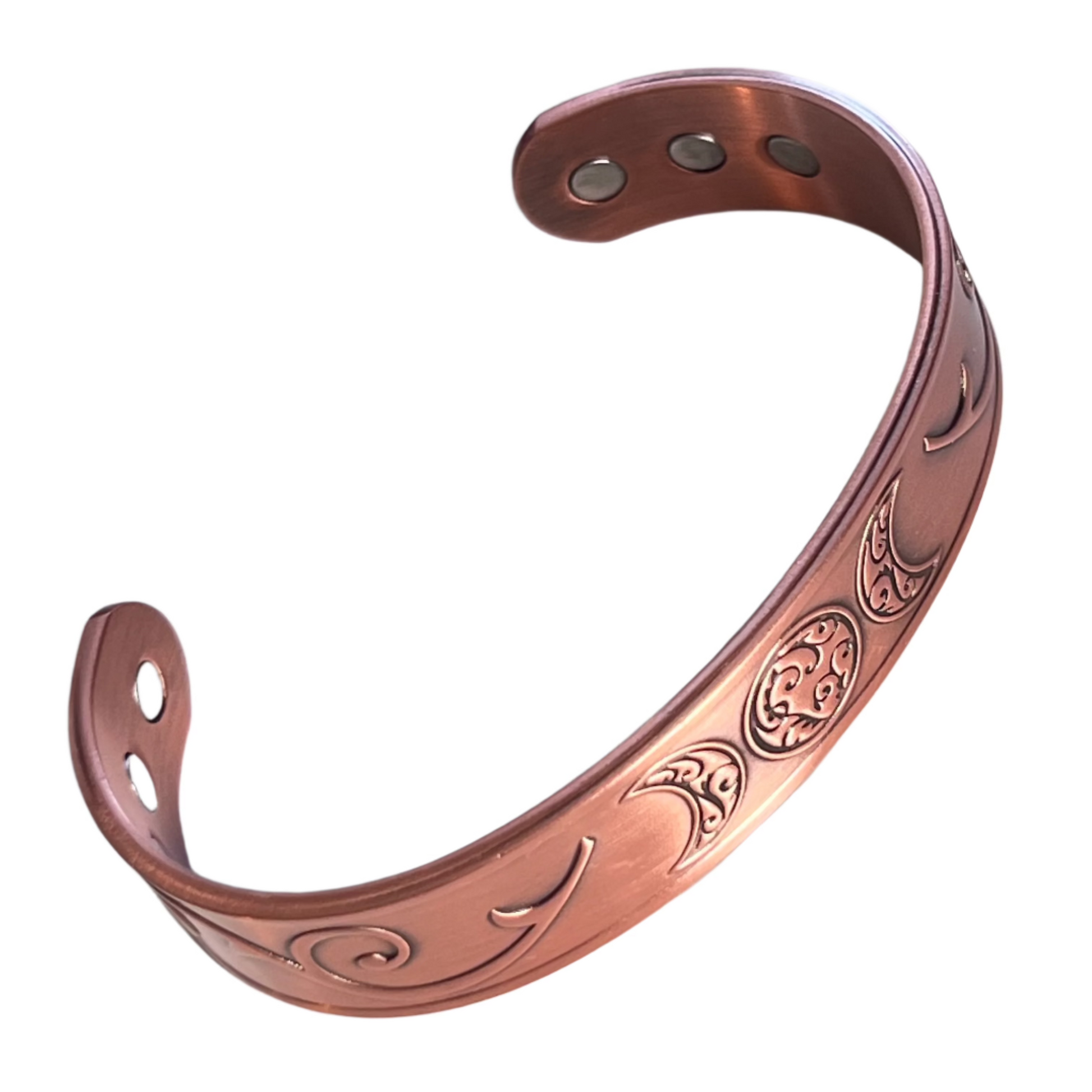 Magnetic Copper Bangle Bracelet - Triple Moon