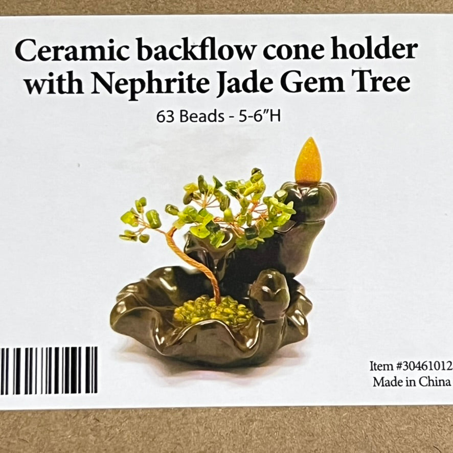 Incense Holder - Backflow Burner - Jade Gem Tree