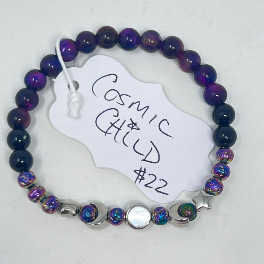 Kids Bracelet (by SoulSkin) - COSMIC CHILD - Galaxy Tiger Eye & Black Onyx