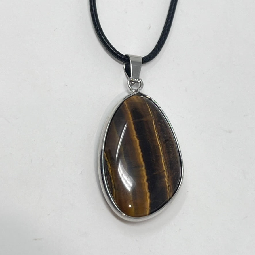 Tiger Eye Pendant on Black Cord