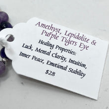 Load image into Gallery viewer, Bracelet by SoulSkin - Amethyst, Lepidolite &amp; Purple Tigers Eye
