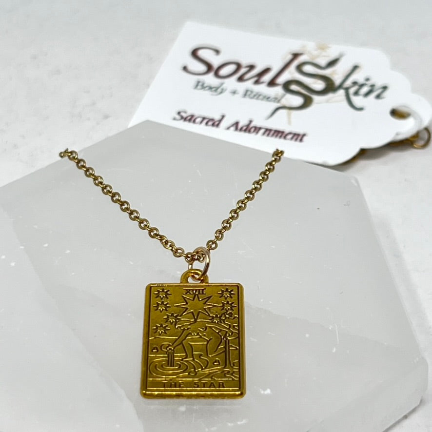 Tarot Pendant - The Star (Gold plated Stainless Steel)