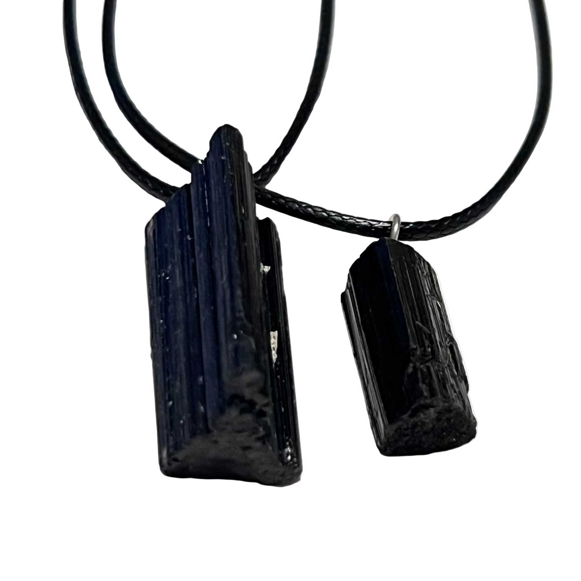 Black Tourmaline (rough) Pendant on Black Cord