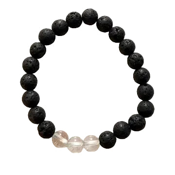 Bracelet - Lava Bead with Clear Quartz - 8mm