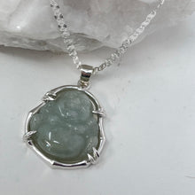 Load image into Gallery viewer, Quartz &amp; Canary Bamboo Buddha Necklace in Jade on Sterling Silver Chain
