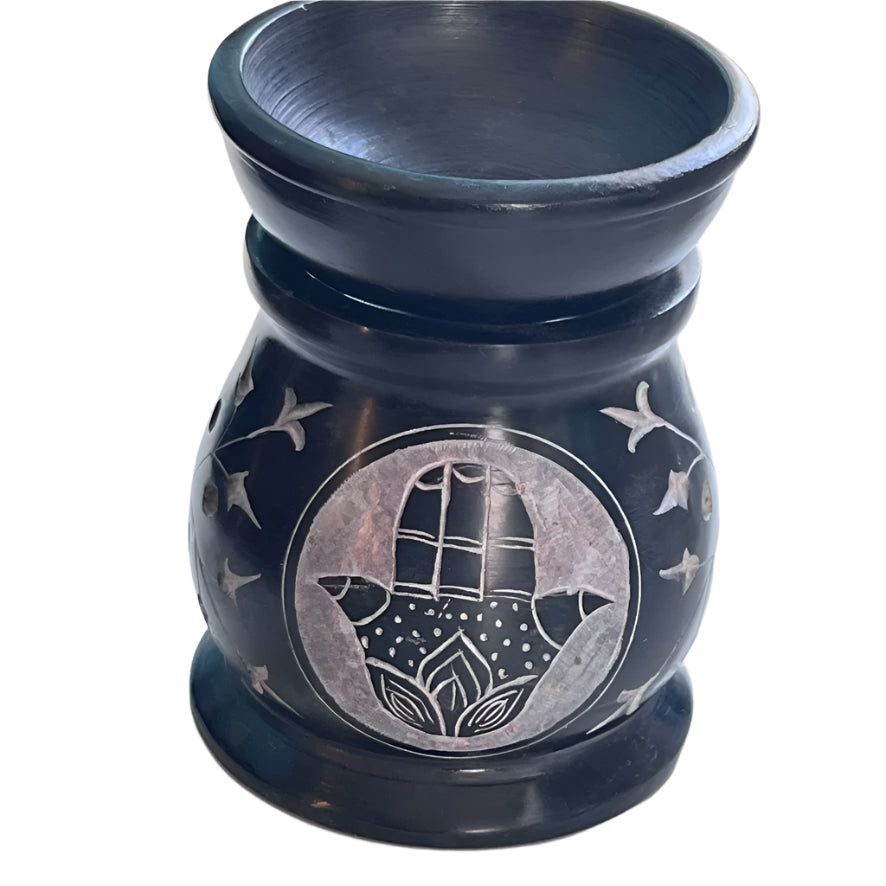 Soapstone Oil Diffuser - Hamsa/Black