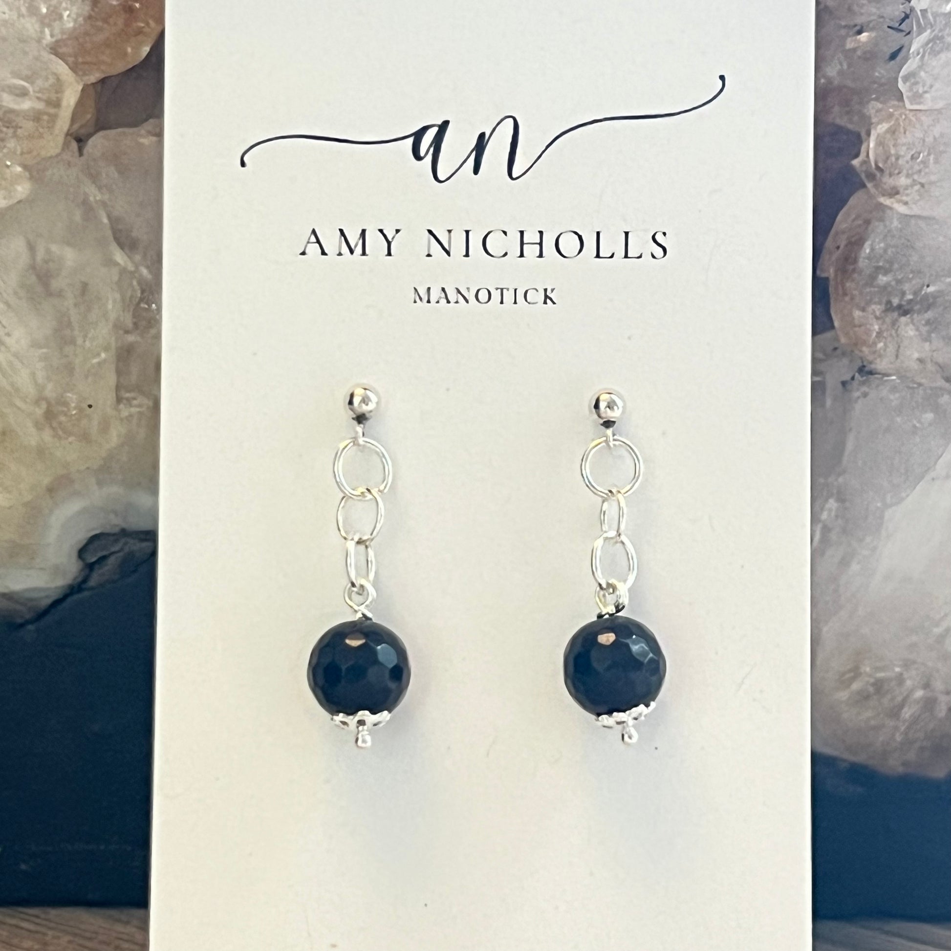 Earrings by Amy Nicholls - Faceted Black Onyx (Silver)