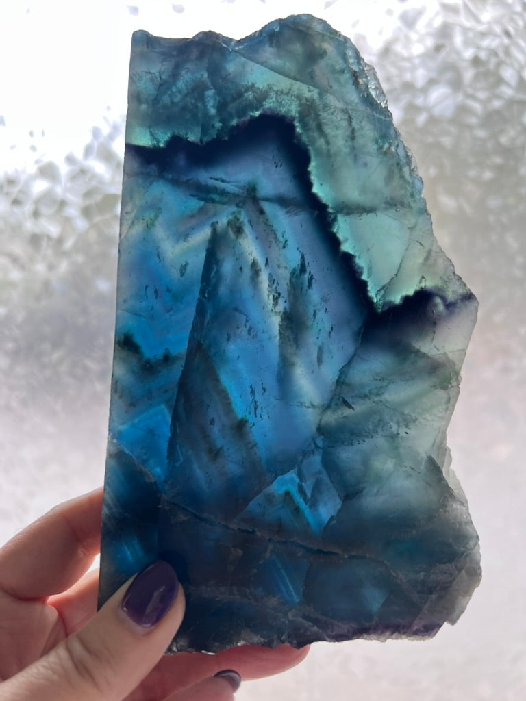 Rainbow Fluorite Slice with Rough Edge - $155.00