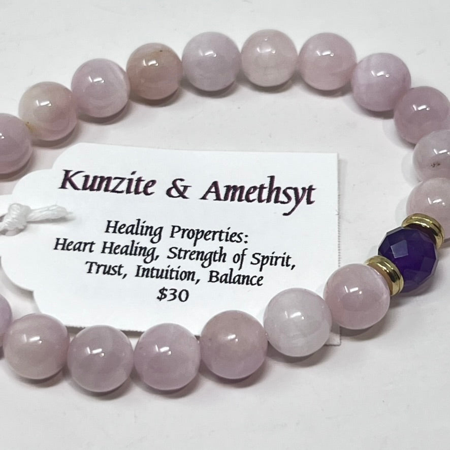 Bracelet by SoulSkin - Kunzite & Amethyst