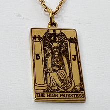 Load image into Gallery viewer, Tarot Pendant - The HIgh Priestess (Gold Plated Stainless Steel)
