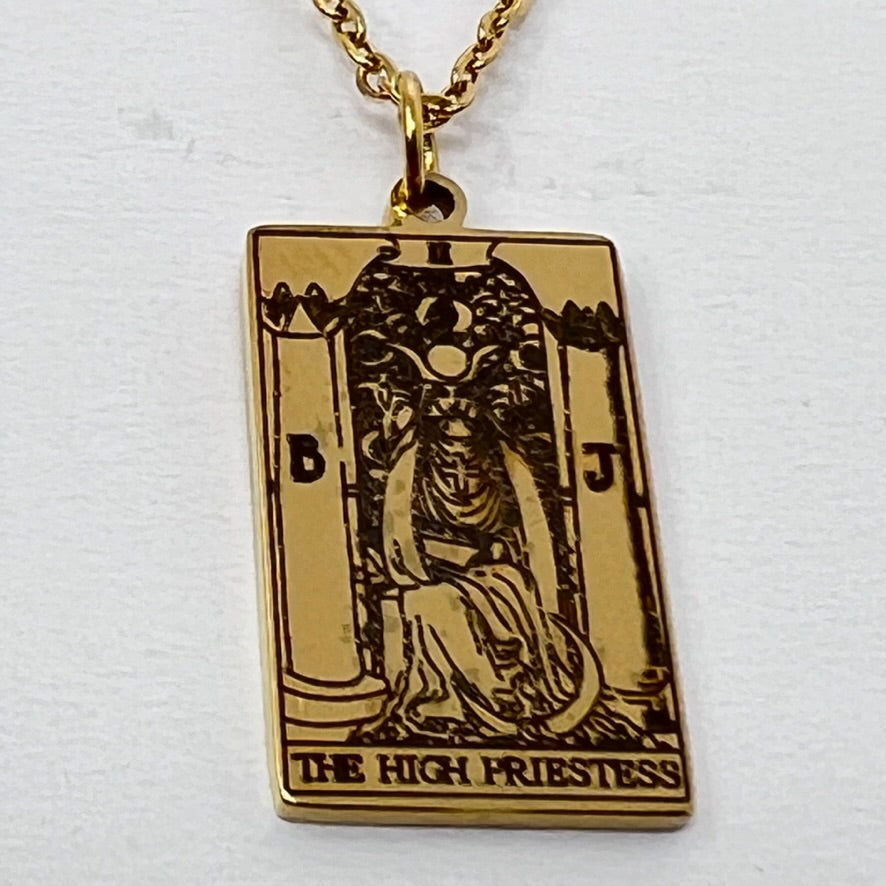 Tarot Pendant - The HIgh Priestess (Gold Plated Stainless Steel)