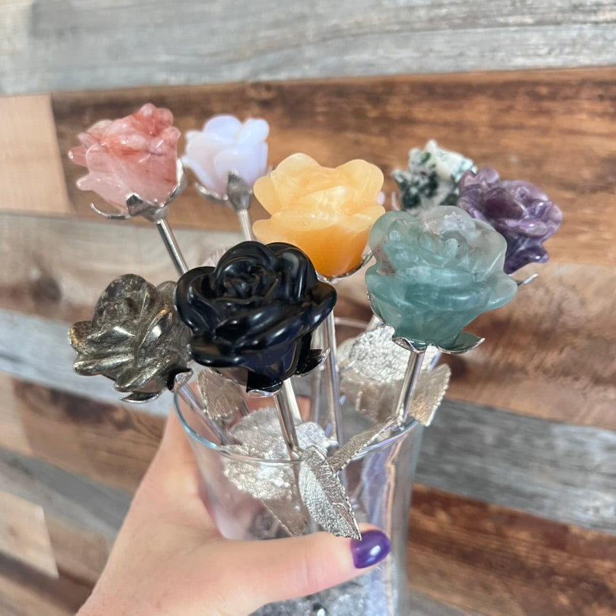 Crystal Rose on Stainless Steel Stem (Mixed)