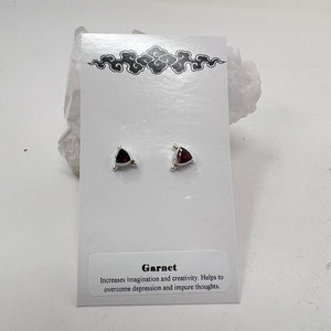 Earrings - Garnet (Pointed Triangle)