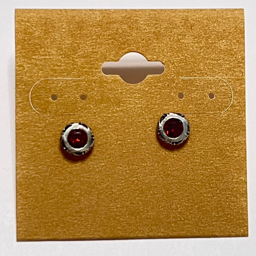 Earrings - Garnet (set in silver)