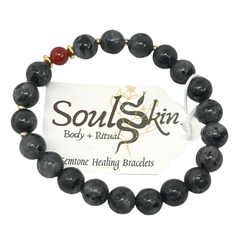 Bracelet by SoulSkin - Black Labradorite & Carnelian