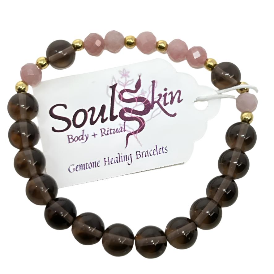 Bracelet by SoulSkin - Smoky & Rose Quartz