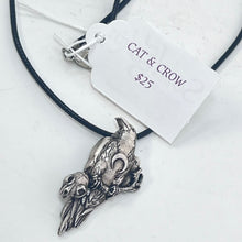 Load image into Gallery viewer, Cat &amp; Crow Pendant on Cord by SoulSkin
