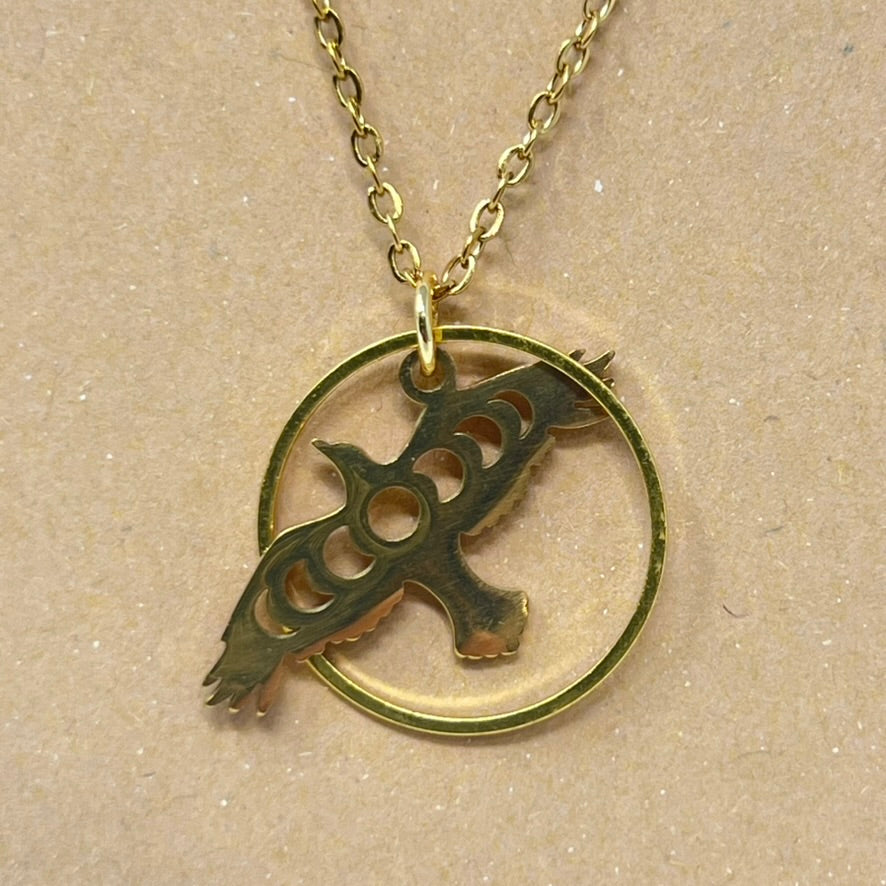 Raven Moon Pendant Necklace (Stainless Steel)