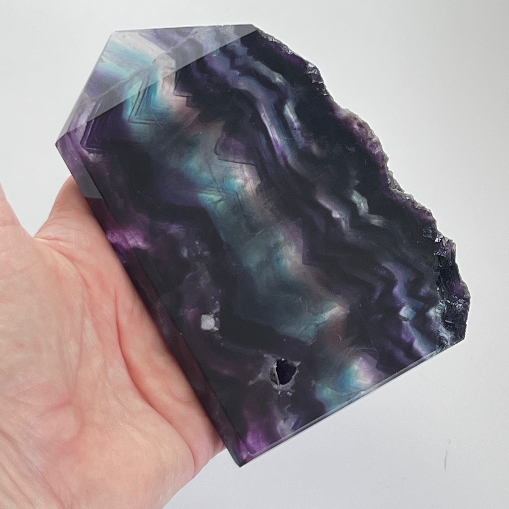 Rainbow Fluorite Slice with Rough Edge - $108