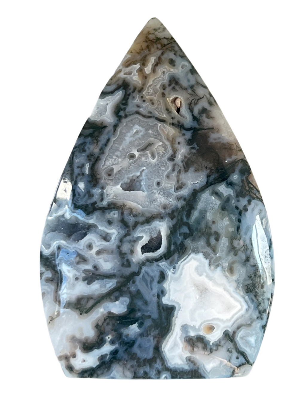 Moss Agate Standing Tear Drop