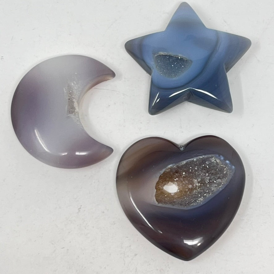 Agate Druzy - Moon/Star/Heart