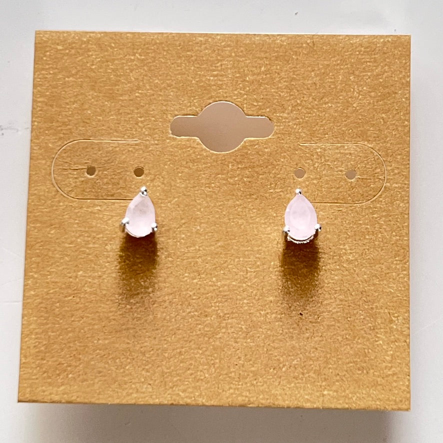 Earrings - Rose Quartz (teardrop)