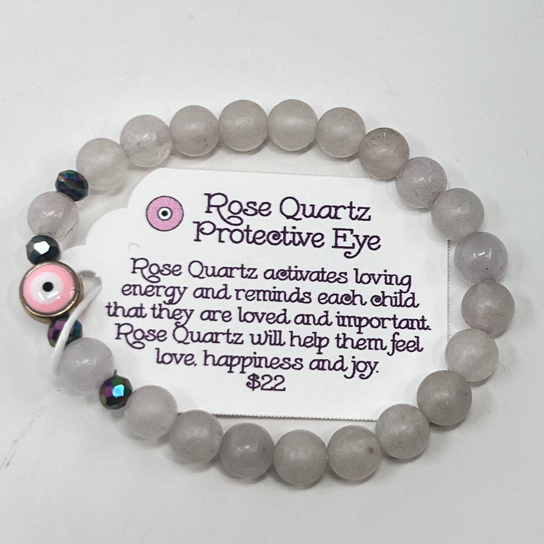 Bracelet Mini Mystic by SoulSkin - Rose Quartz & Protective Eye