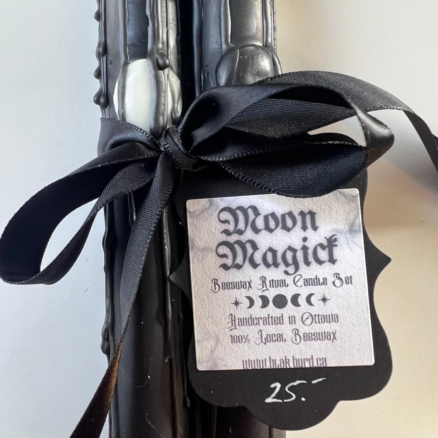 Moon Magick Taper SET of 2 Beeswax Candles by BlakByrd